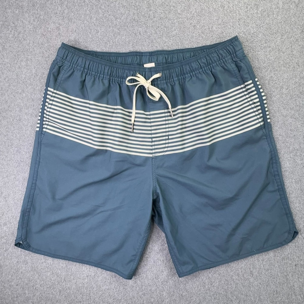 Fair Harbor Swim Trunk Shorts Men's XL Anchor Volley Striped Lined Zip Pocket 8"